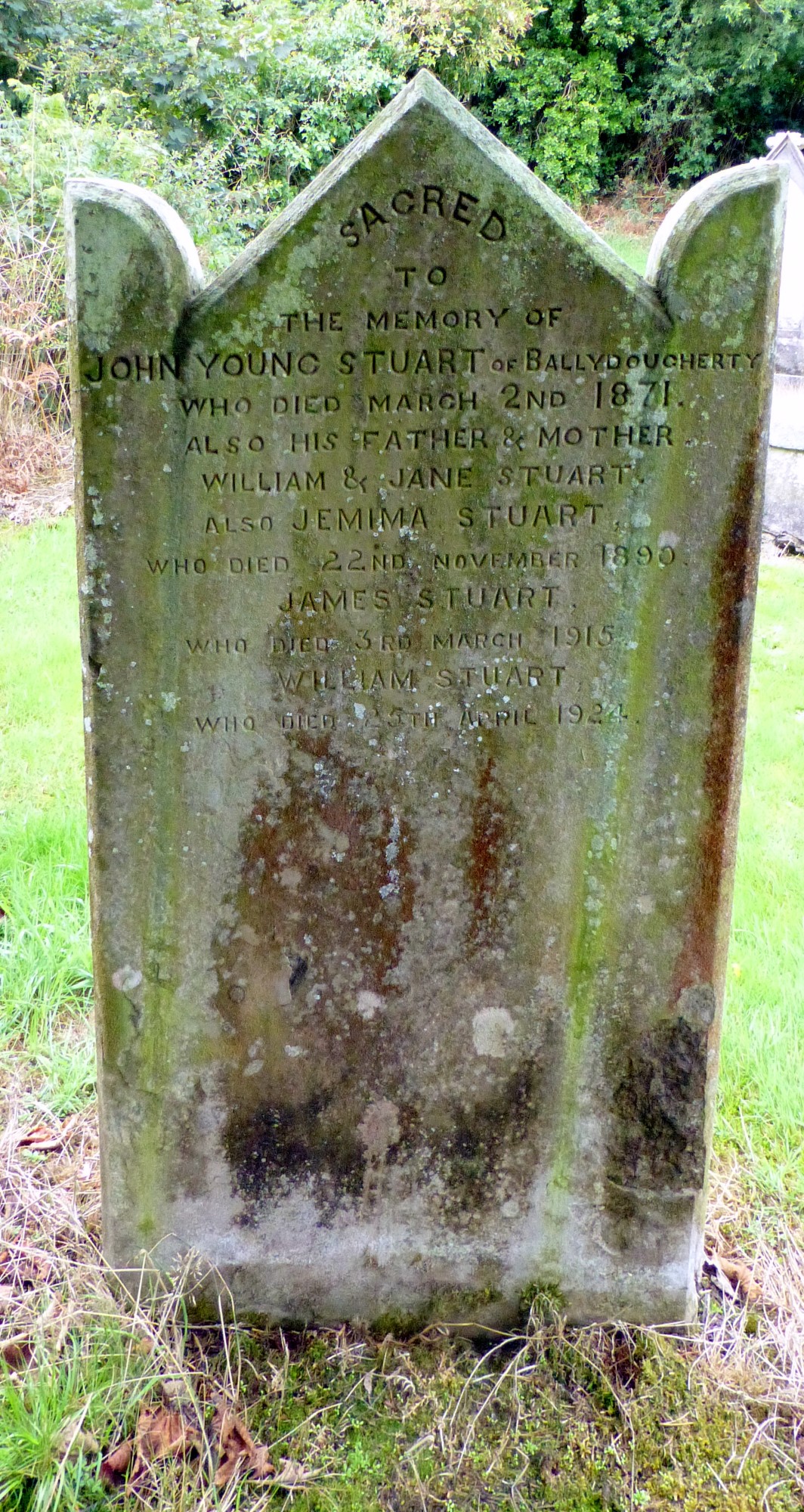 Headstone at Tyrone Ditches Church