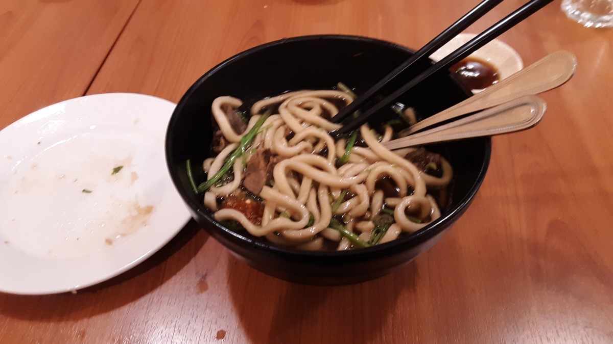 And I had a Szechuan Beef Noodle Bowl. It was so good I ate much of it before I thought to get a picture.