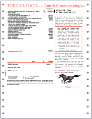 '65 Mustang Window Sticker