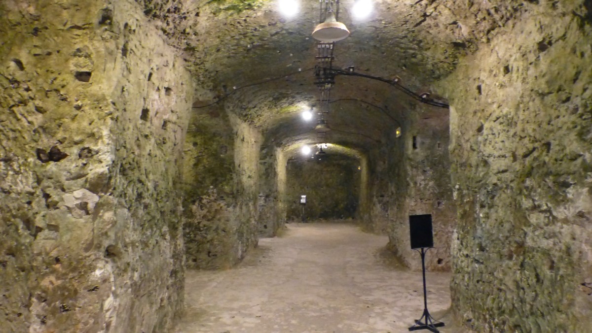 One of the many bunkers under the castle that were used by the Germans to store munitions.