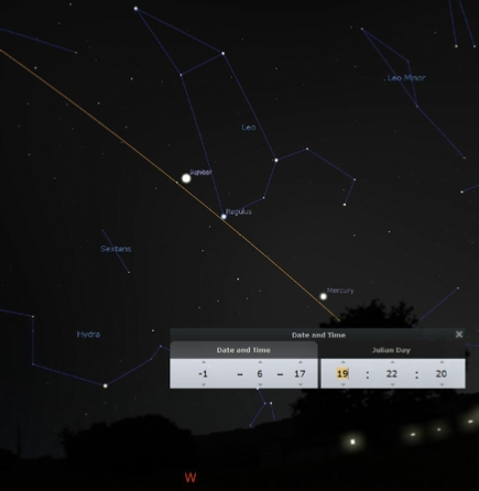 The Sky over Bethlehem the night of July 17, 2 BC (from Stellarium)