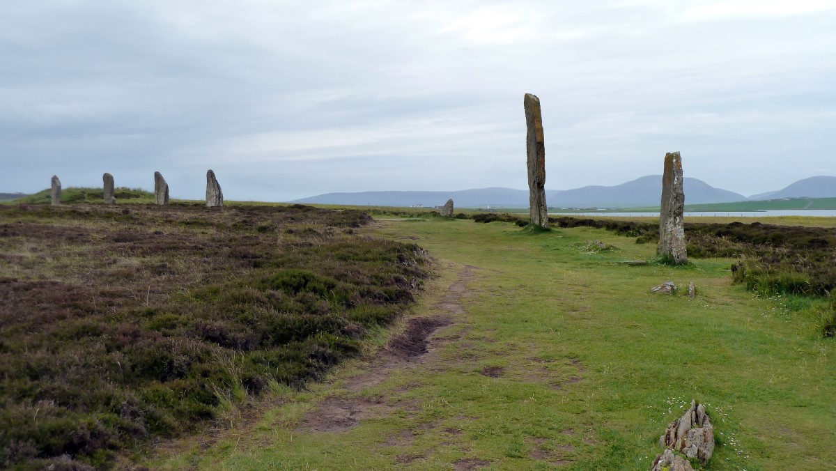 A portion of the Ring of Brodgar. Notice the stones broken at the ground line.(2011)