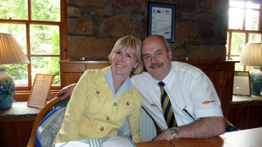 Barry with Linda awaiting their lamb’s liver lunch