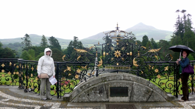 Missy & Amy at Powerscourt with Sugar Loaf Mountain in the mist