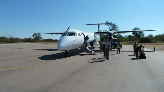 Our De Haviland Dash–8 on the tarmac as Hoedspruit