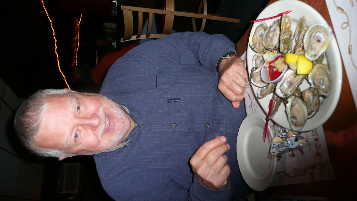 A Happy Man at J's Oyster Bar