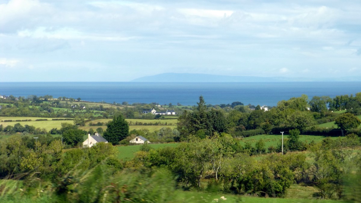 Our first look at the Irish Sea with Scotland in the mist