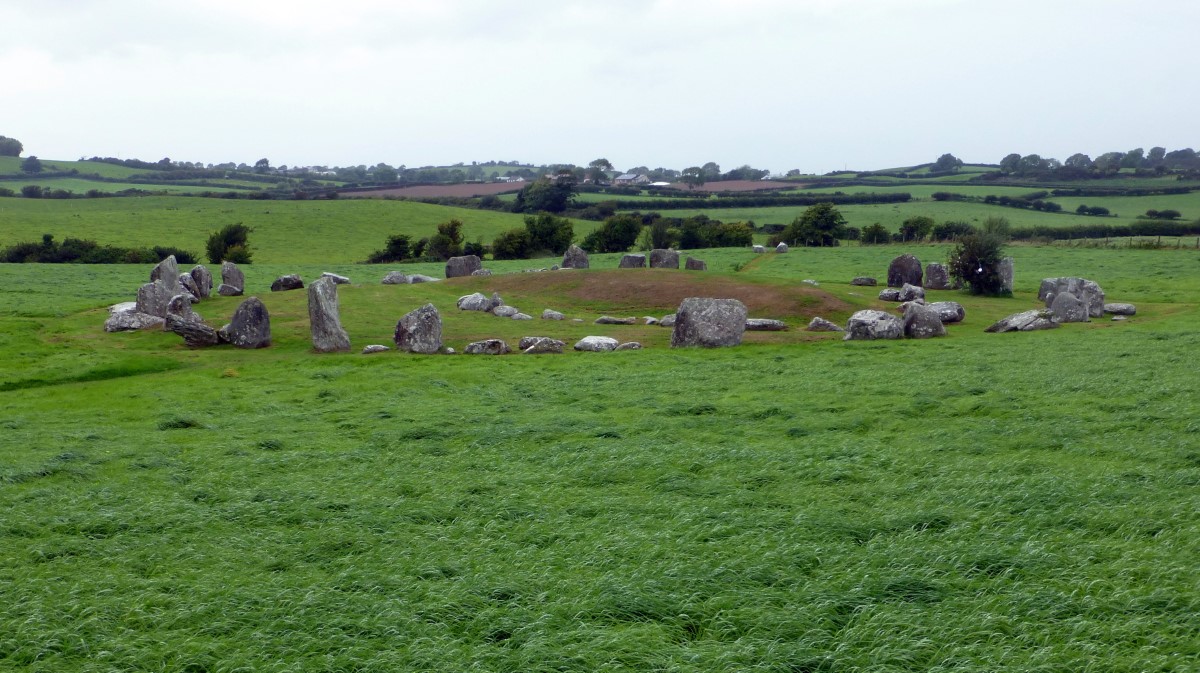 The Ballynoe Stone Circle. You can easily see the central burial mound and its surrounding kerb.