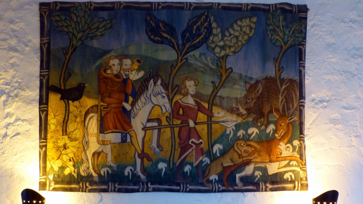 A tapestry hanging in the Keep