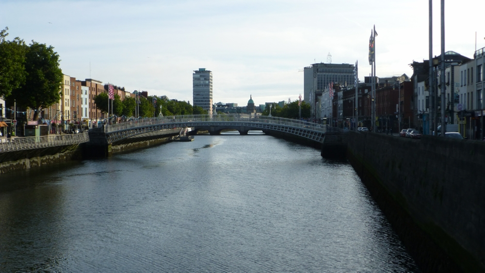 The Ha' Penny Bridge over the River Liffey