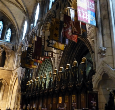 Just a few of the Regimental Colours that line the North Transept of St. Patrick’s