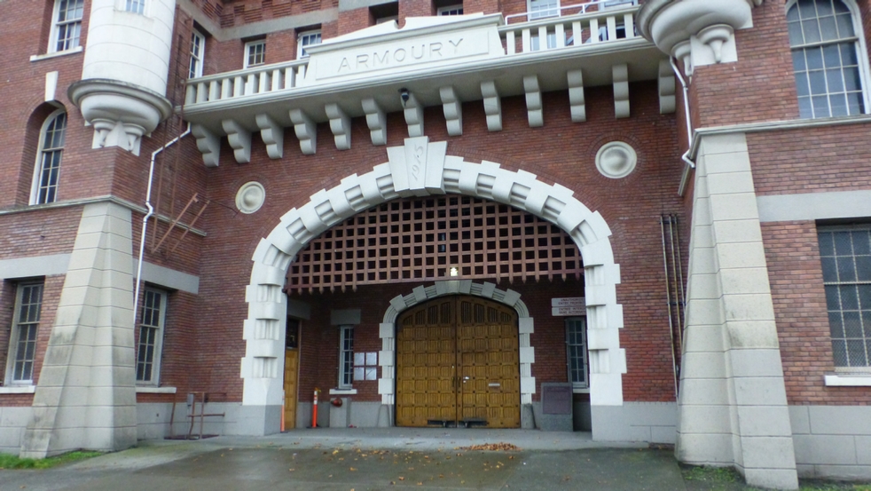 The large portcullis of the Bay Street Armoury.