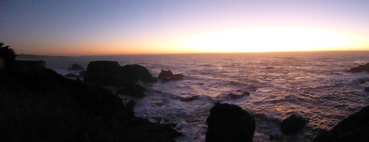 A panoramic sunset from Todds Point at the end of our day's journey in Fort Bragg.