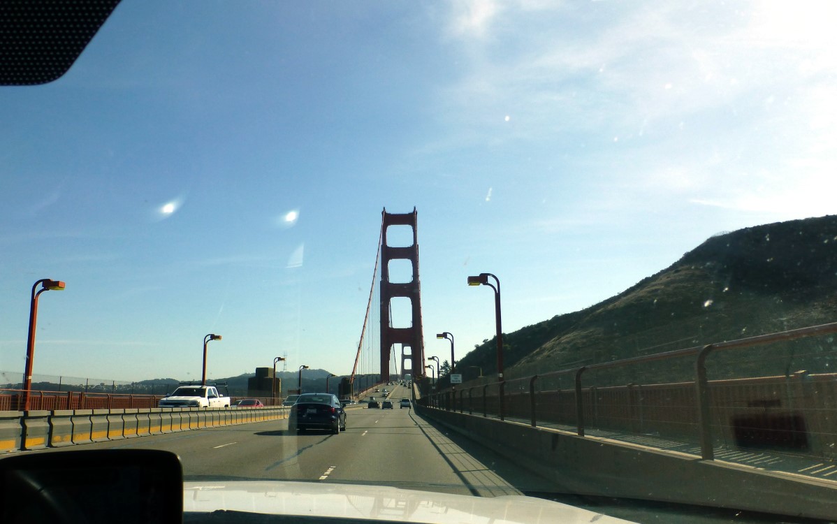 Approaching the Golden Gate Bridge north of San Fran.