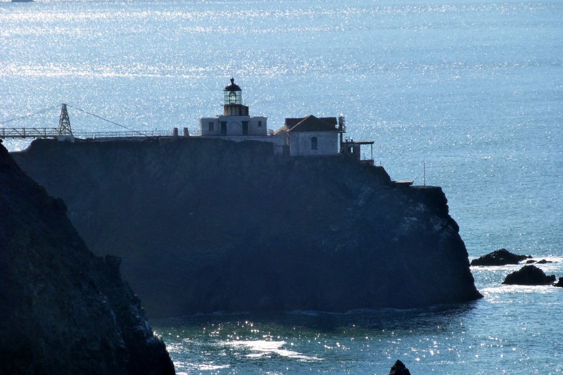 The Point Bonitas Lighthouse, opened in 1855, in the morning mist.