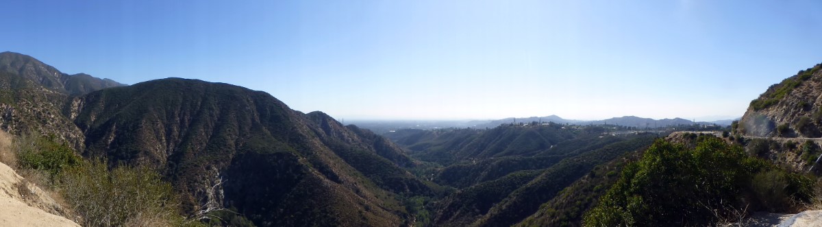 Looking down one of the many canyons on the way to Mt Wilson. LA is off in the haze somewhere.