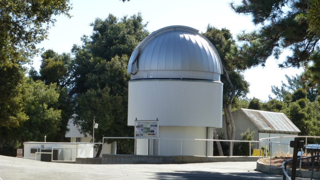 This 40 inch reflector is one of an array of six scopes known as the CHARA array. When all are focused on a single object and combined, the array has an effective diameter of over 1000 inches. It is capable of resolving individual stars in distant galaxies!   (FYI the Chara is owned by Georgia State University.)