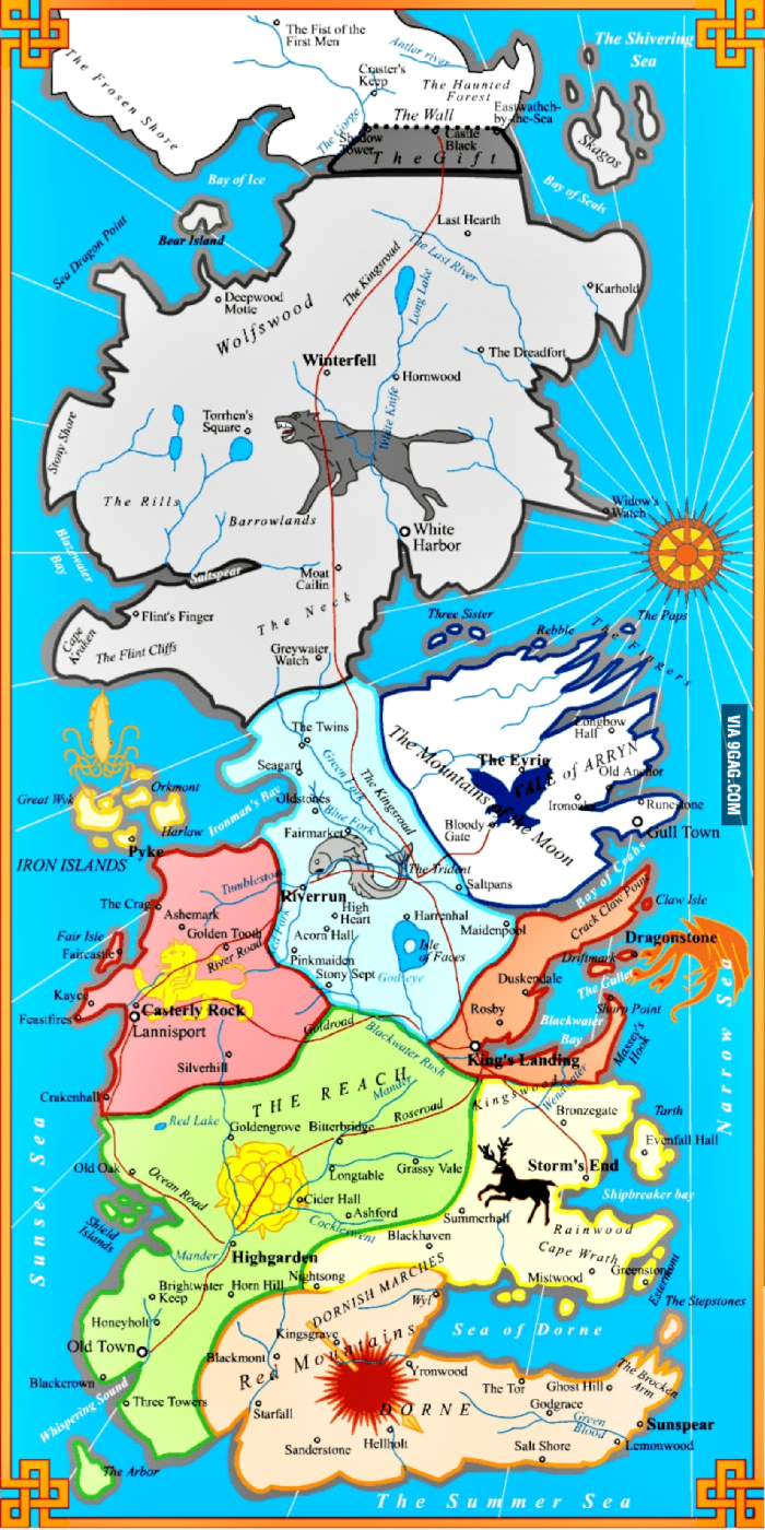 Revised Maps Of The Seven Kingdoms Map A Song Of Ice And Fire Game