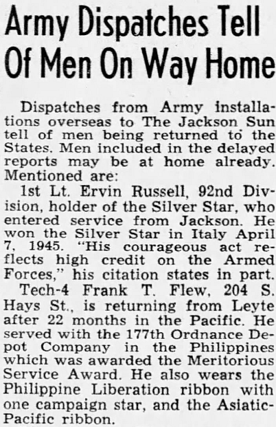 The Jackson Sun<br>06 Nov 1945