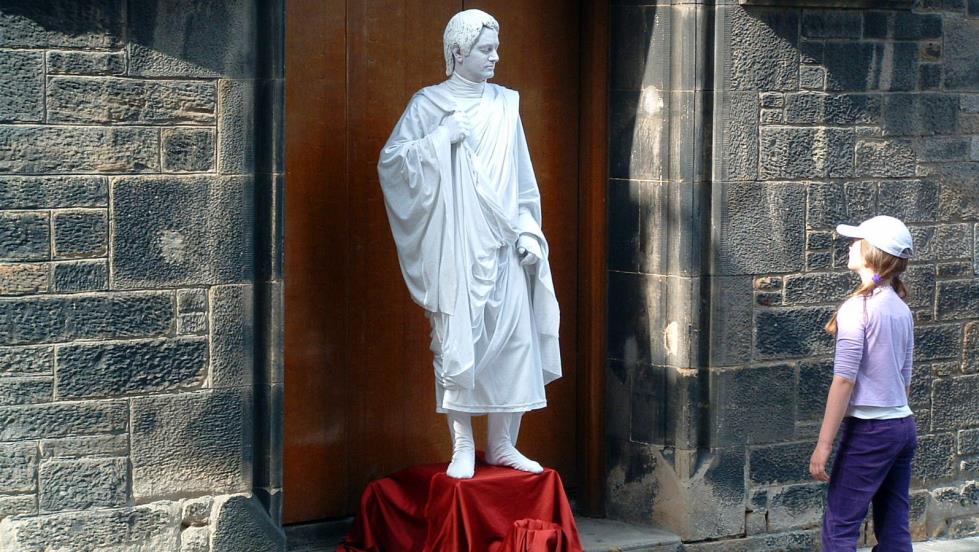 Walking along the Royal Mile, I came across this young girl who was obviously fascinated by the living statue.