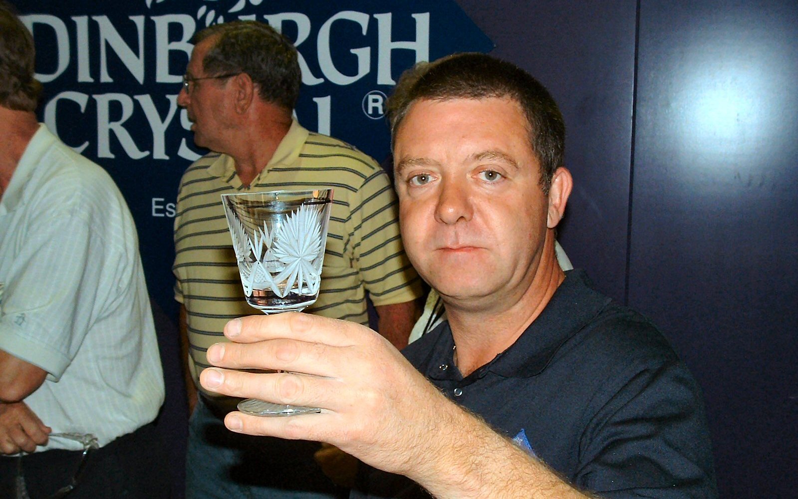 I took this picture on my first Scotland tour. This gentleman was certainly proud of his skill with engraving leaded glass.