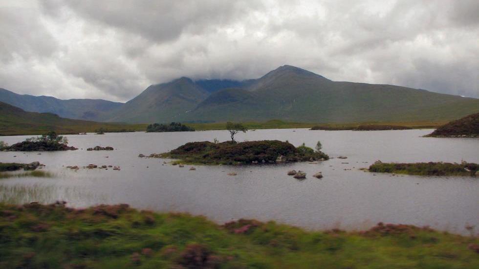 In the middle of The Trossachs we pass Bleak Rannoch Moor