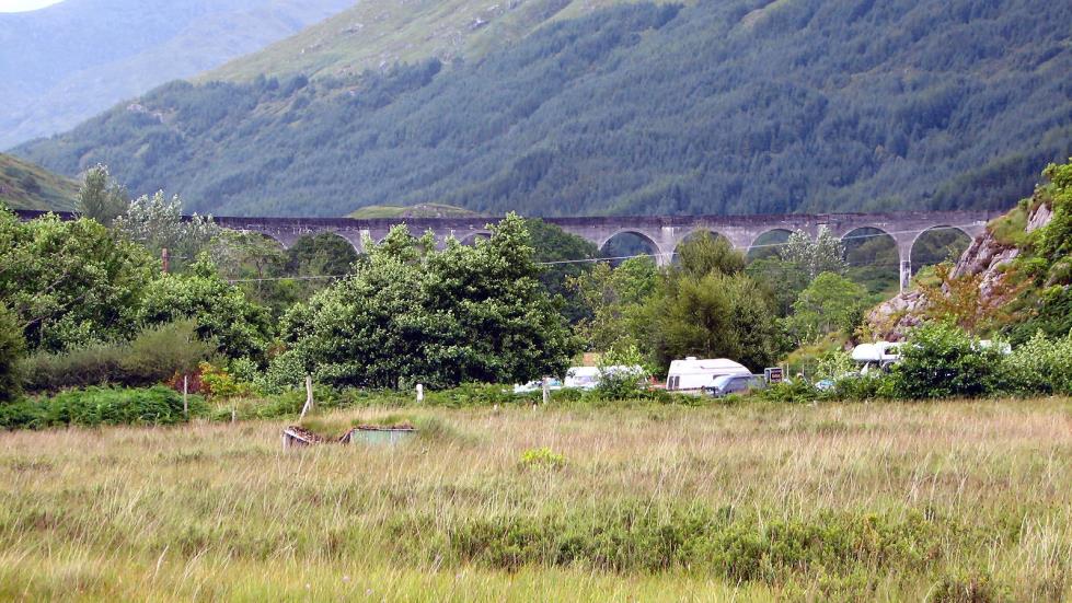 The Glenfinnan railway viaduct made famous in the Harry Potter movies.