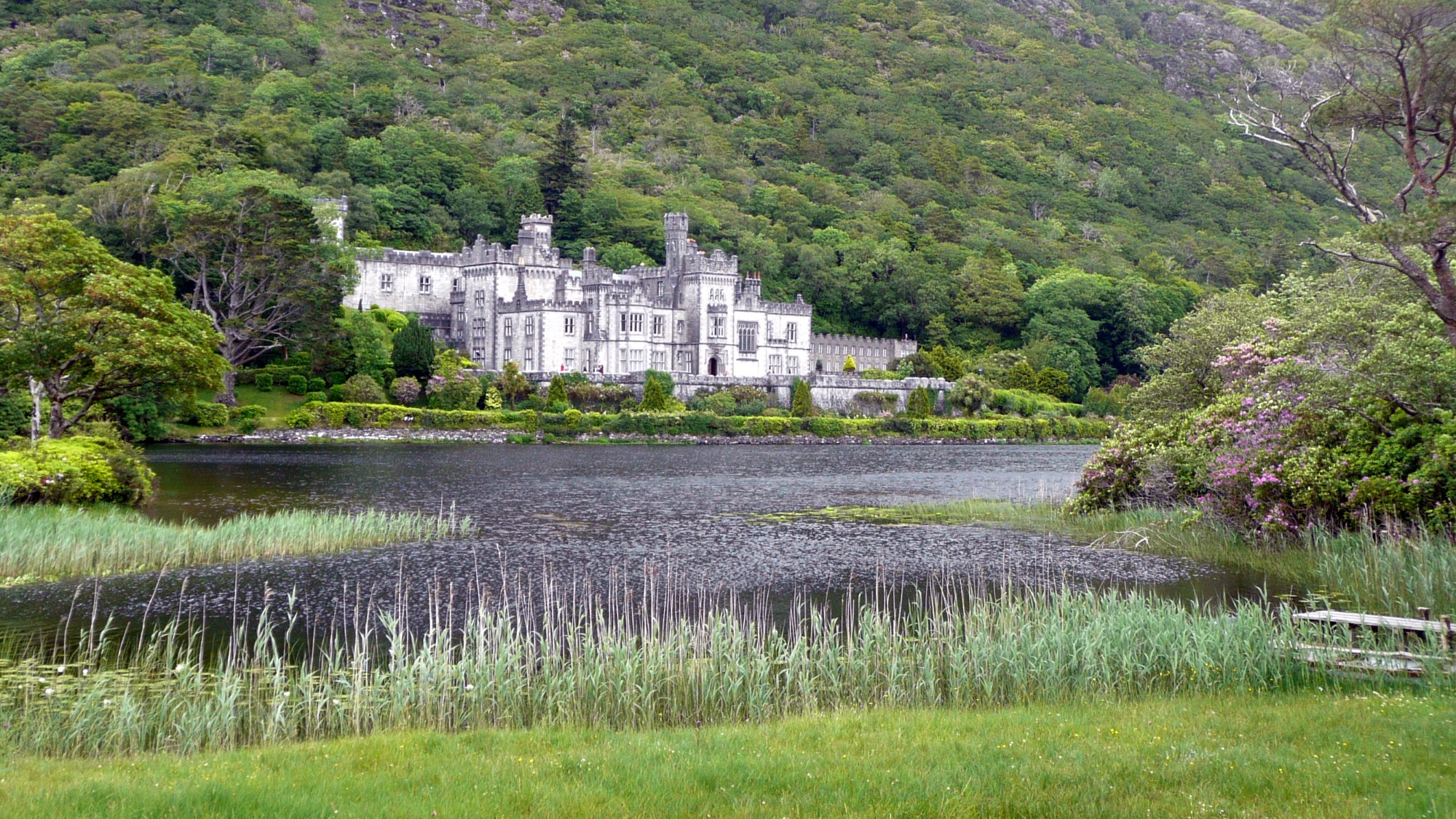 Kylemore Abbey on the shores of Pollacapall Lough.