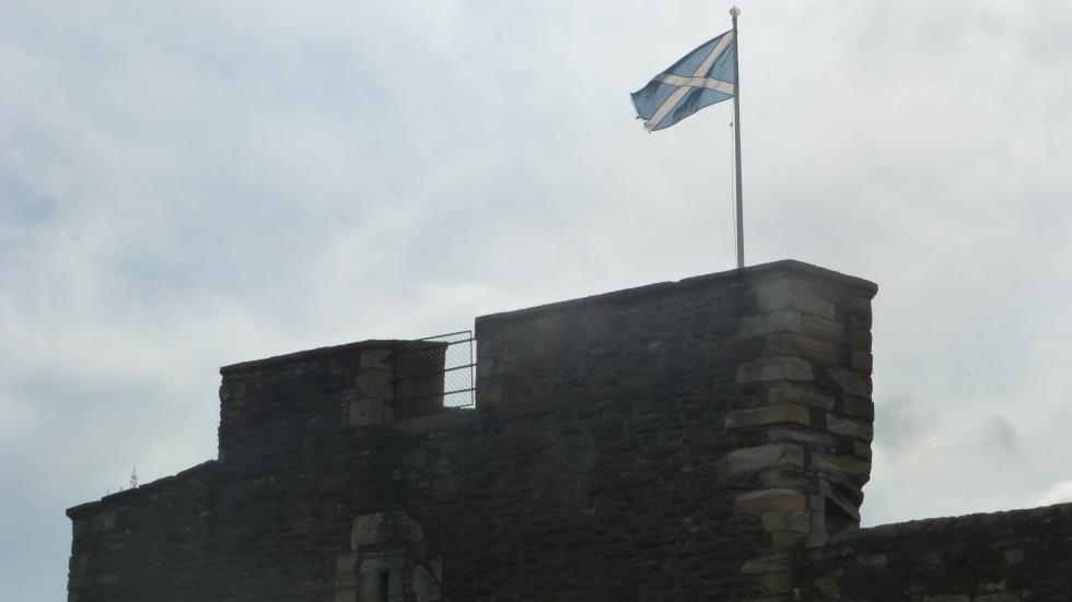 The Scottish Saltire flies over the Mast Tower.