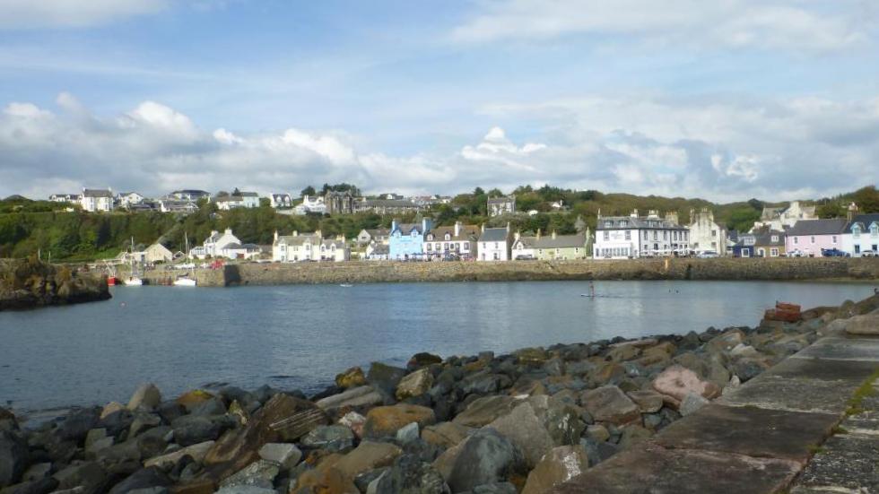 Portpatrick from across the bay at the lighthouse