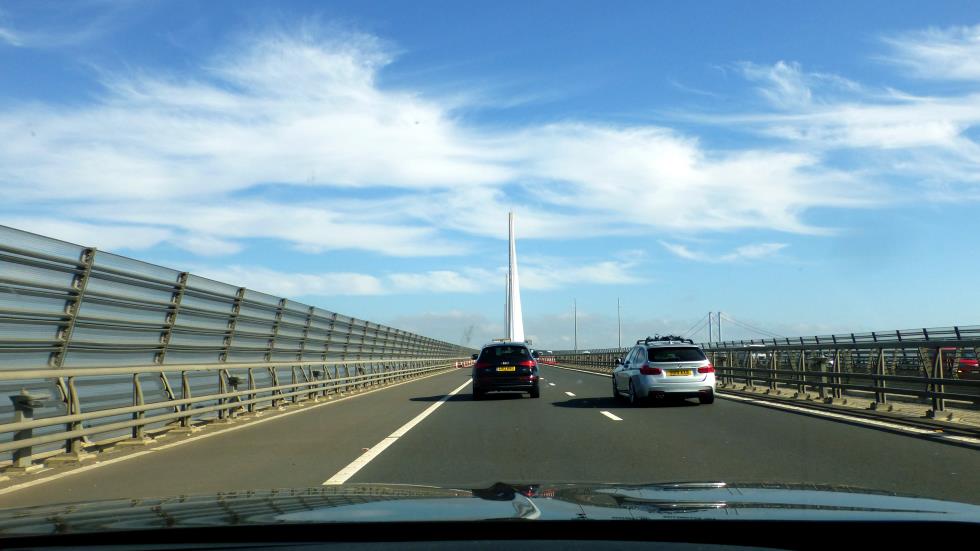 Approaching the new Queensferry Crossing.