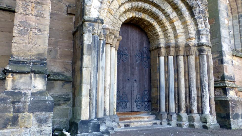 The west door to the original Abbed from the outside.