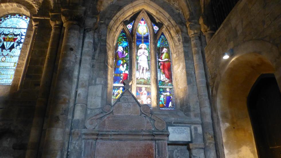 One of the stained glass window in the old Abbey.