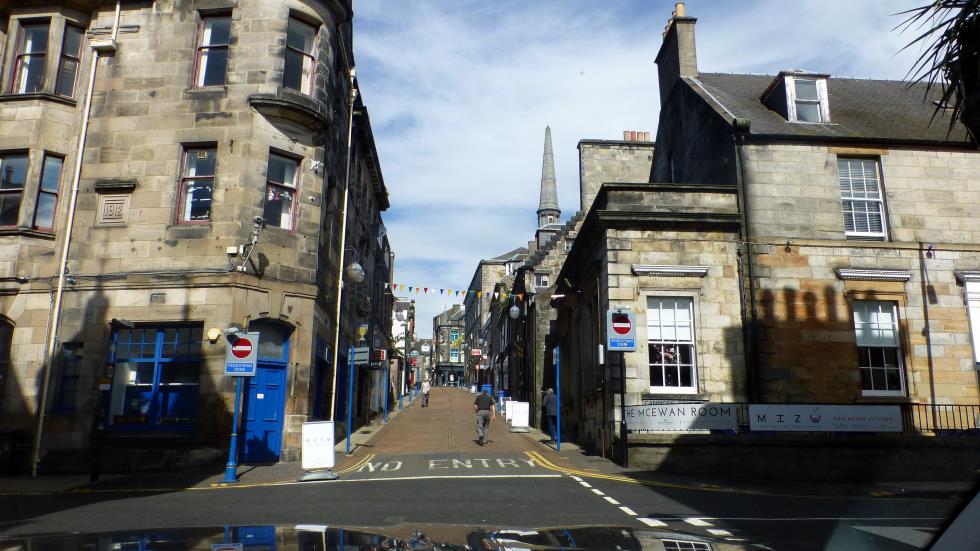 A view down one of the streets of Dunfermline.