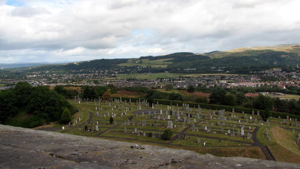 Looking out from the battlements.