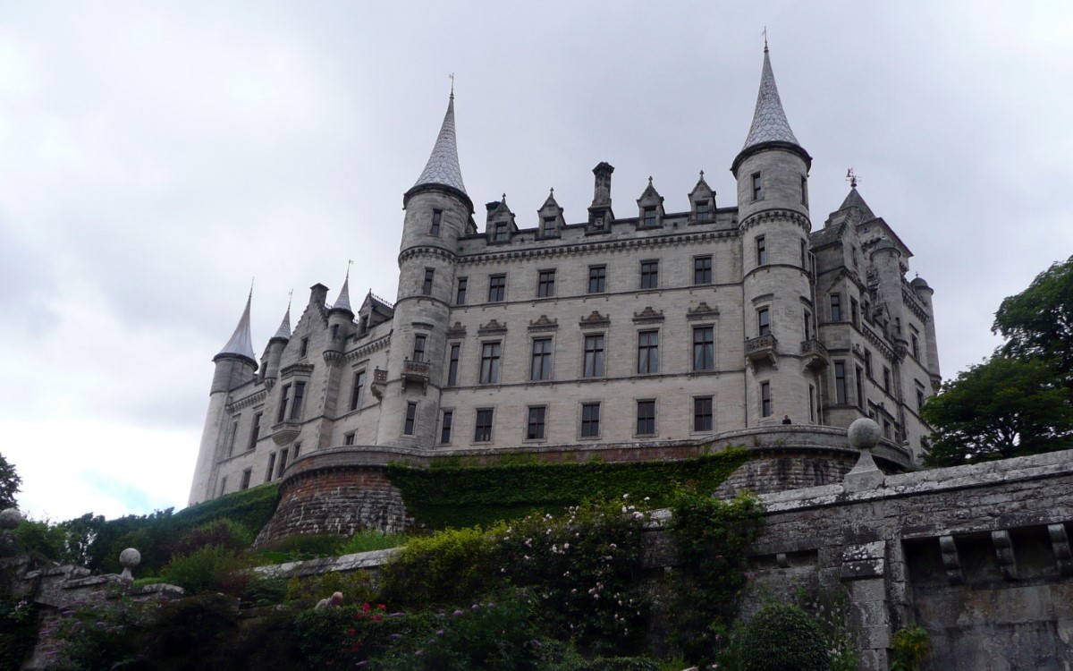 Looking up at Dunrobin Castle from the Gardens