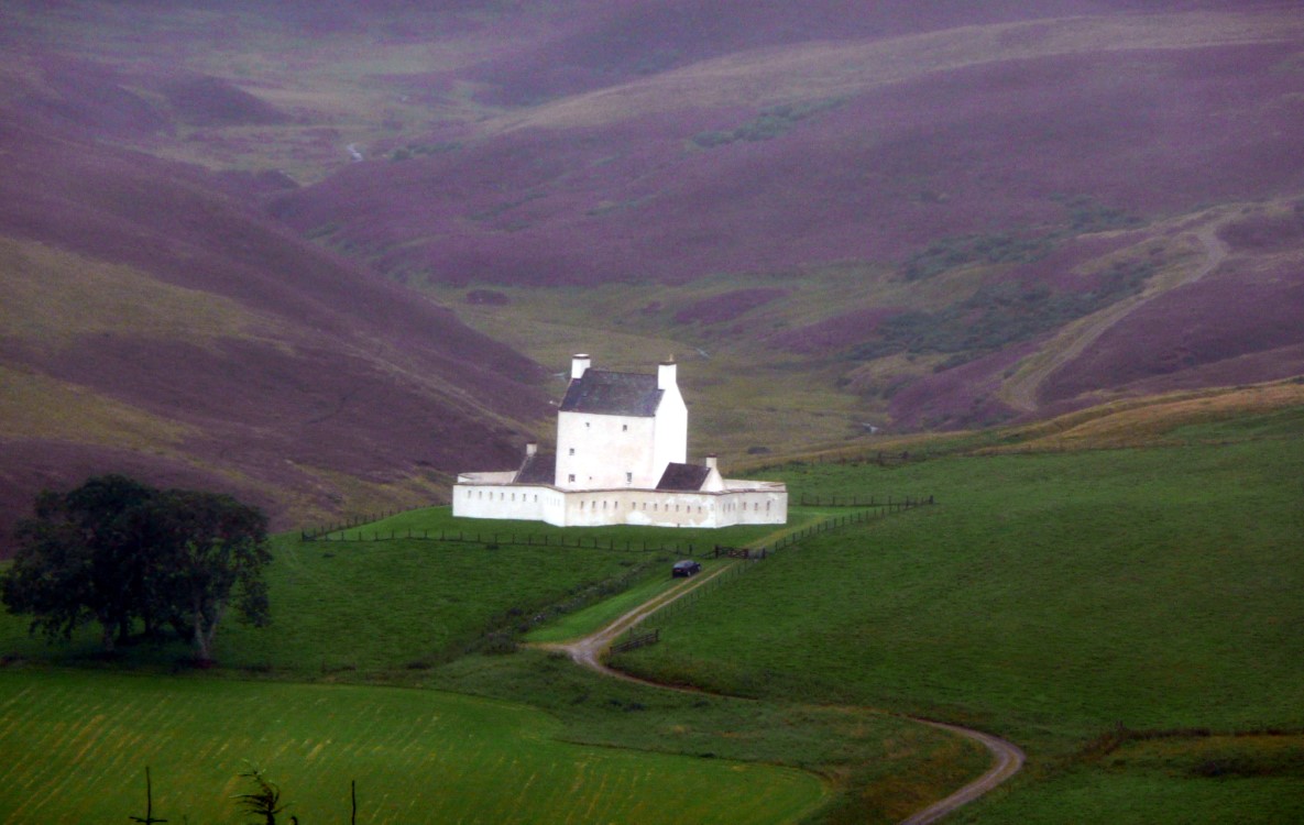 Corgarff Castle amidst the heather in the Grampians.