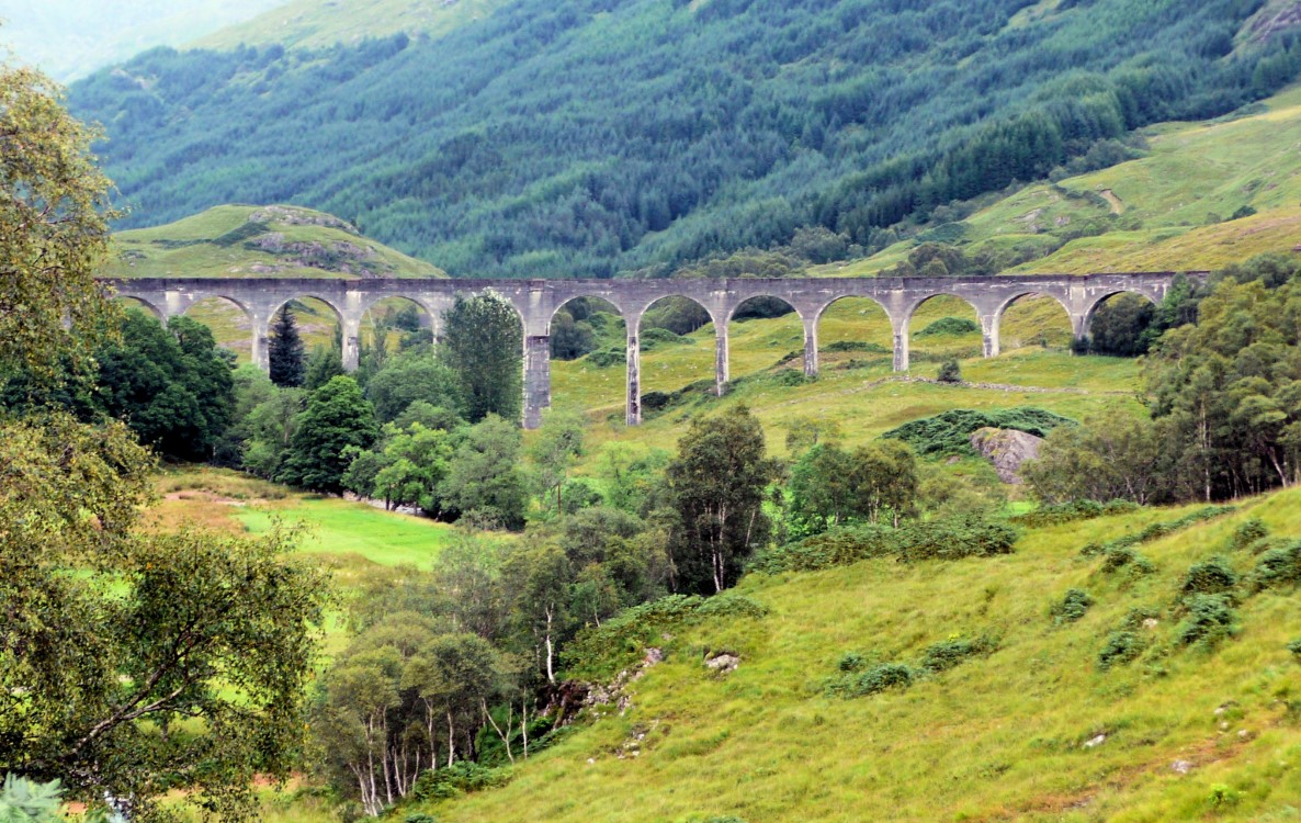 The Railway Tressel at Glennfinnan that was made well known by the <i>Harry  Potter</i> movie series.