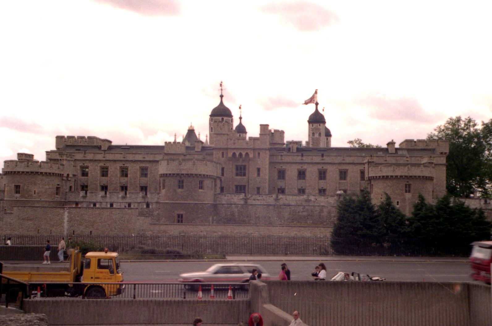 The Tower of London taken from across the Thames River (1988).