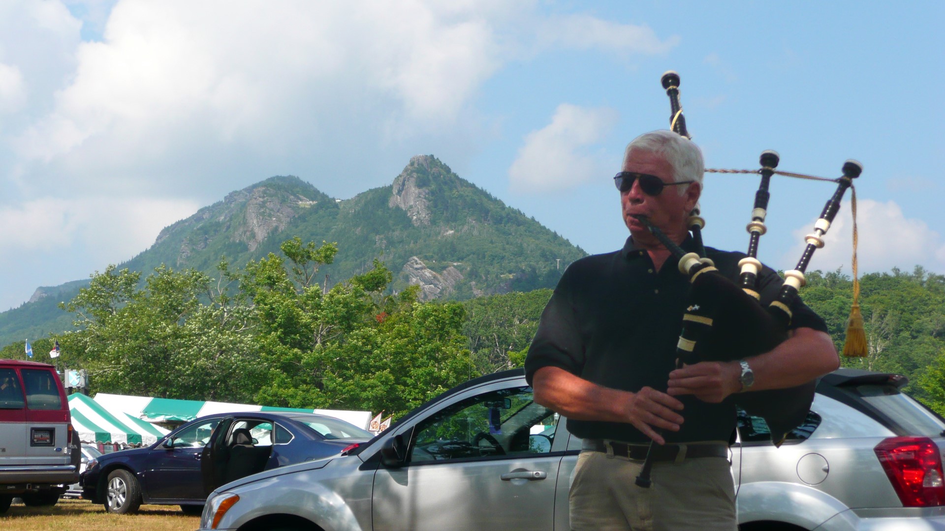 Bob Campbell plays us a little pipe tune with Grandfather Mountain in the background.